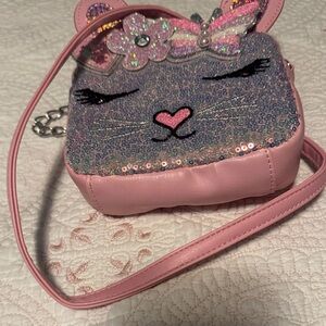 Sparkly Pink and Purple Cat Face Kids Bag